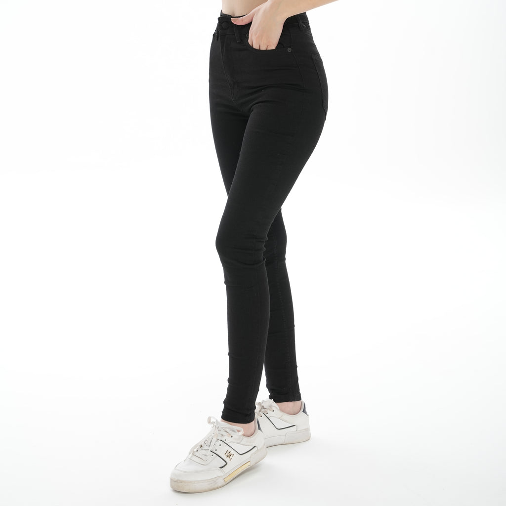 Kadın Siyah Skinny Likralı Yüksek Bel Ekstra Esnek Kot Pantolon Dar Paça Jean