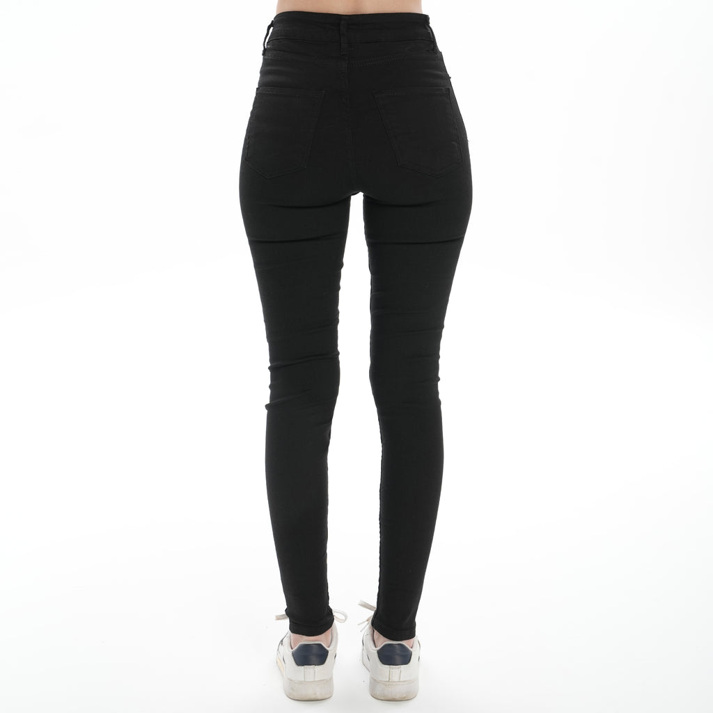 Kadın Siyah Skinny Likralı Yüksek Bel Ekstra Esnek Kot Pantolon Dar Paça Jean