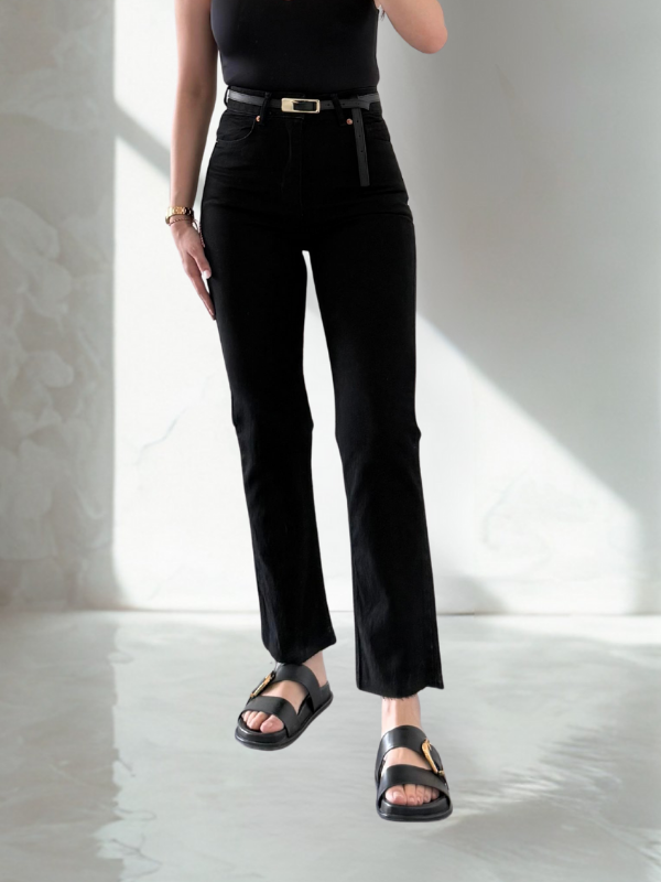 Kadın Siyah Ultra Yüksek Bel Straight Jean