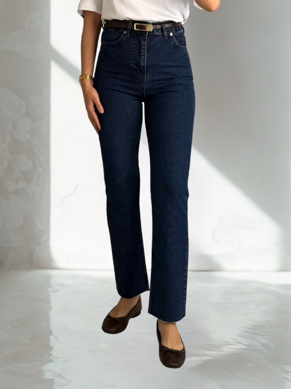 Kadın Koyu İndigo Ultra Yüksek Bel Straight Jean