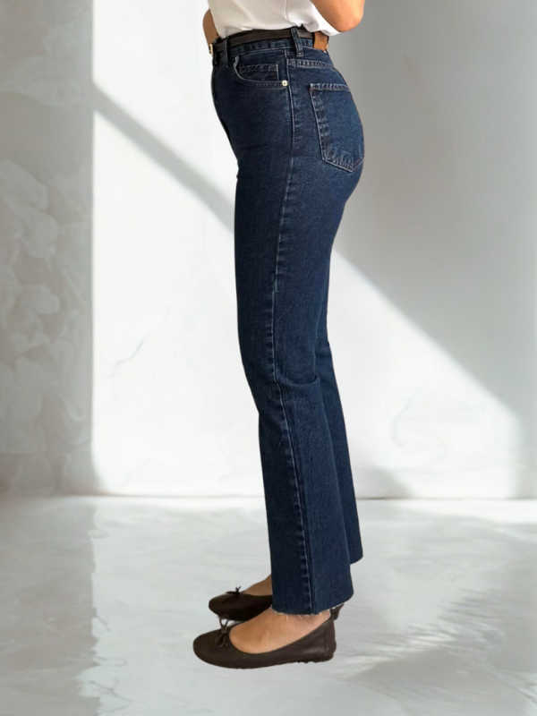 Kadın Koyu İndigo Ultra Yüksek Bel Straight Jean