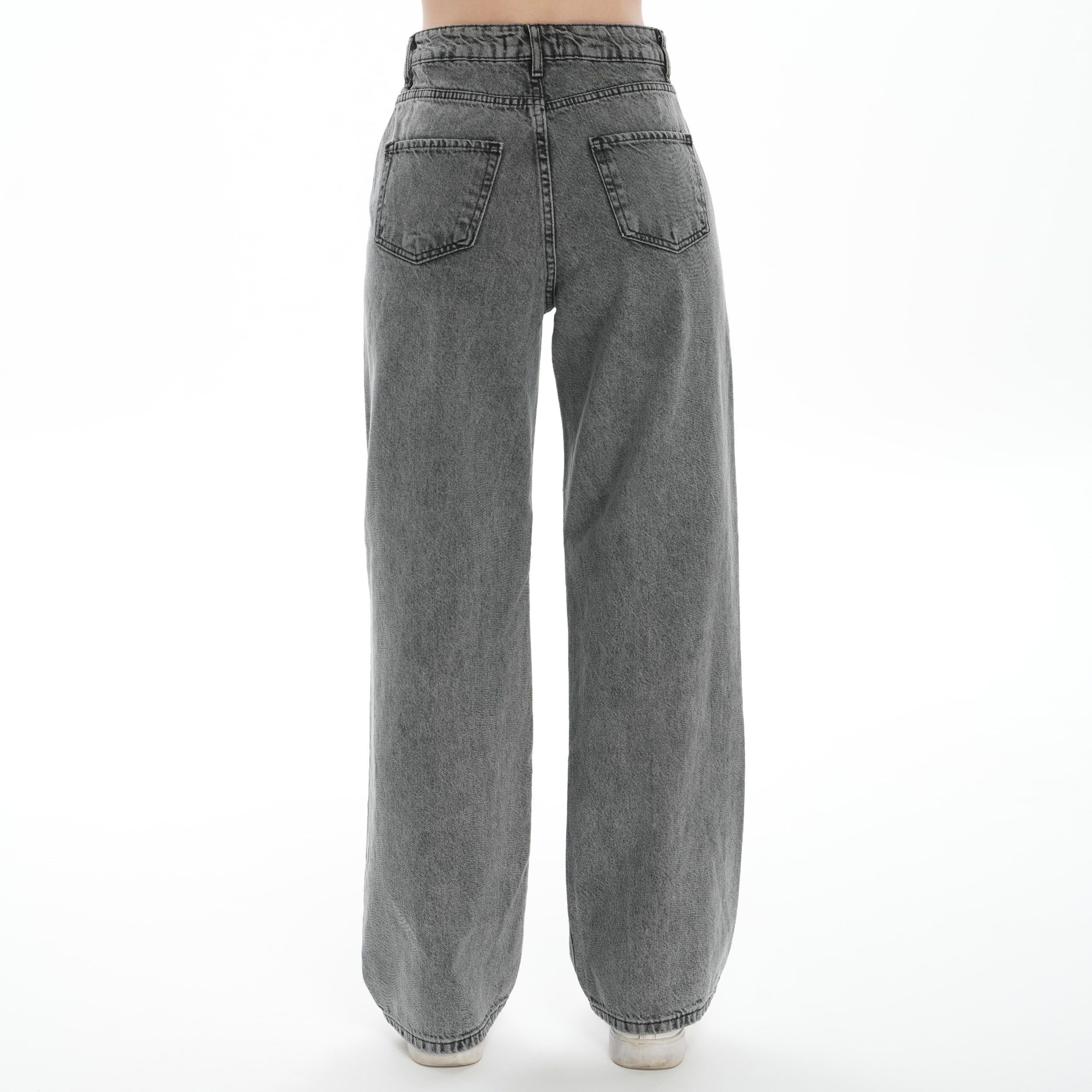 Kadın Yüksek Bel Füme Kar Palazzo Wide Leg Jeans