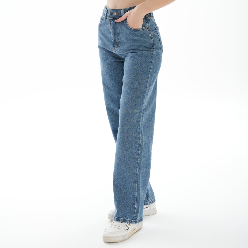 Christian 90's Orta Mavi Palazzo Salaş Paça Süper Yüksek Bel Jean Pantolon