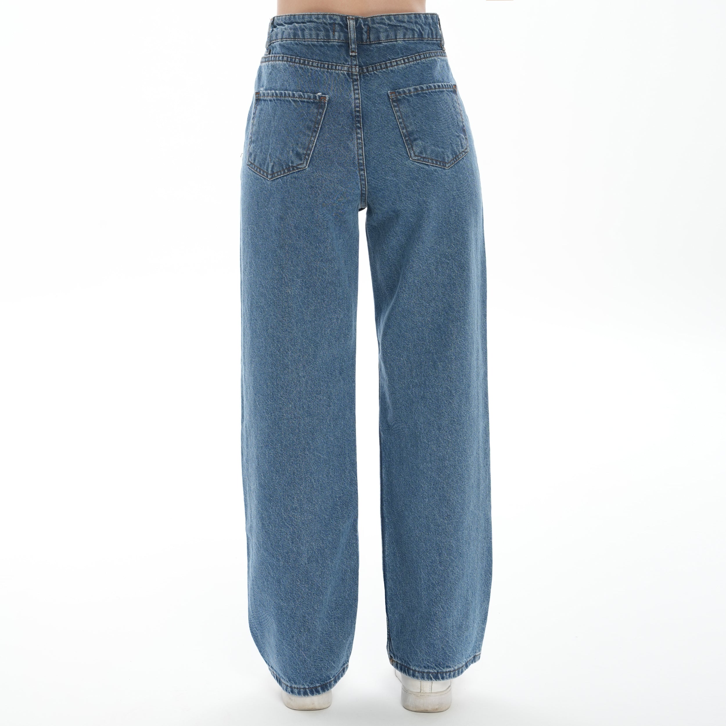 Christian 90's Orta Mavi Palazzo Salaş Paça Süper Yüksek Bel Jean Pantolon