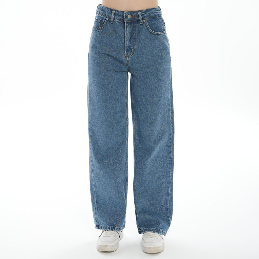 Christian 90's Orta Mavi Palazzo Salaş Paça Süper Yüksek Bel Jean Pantolon