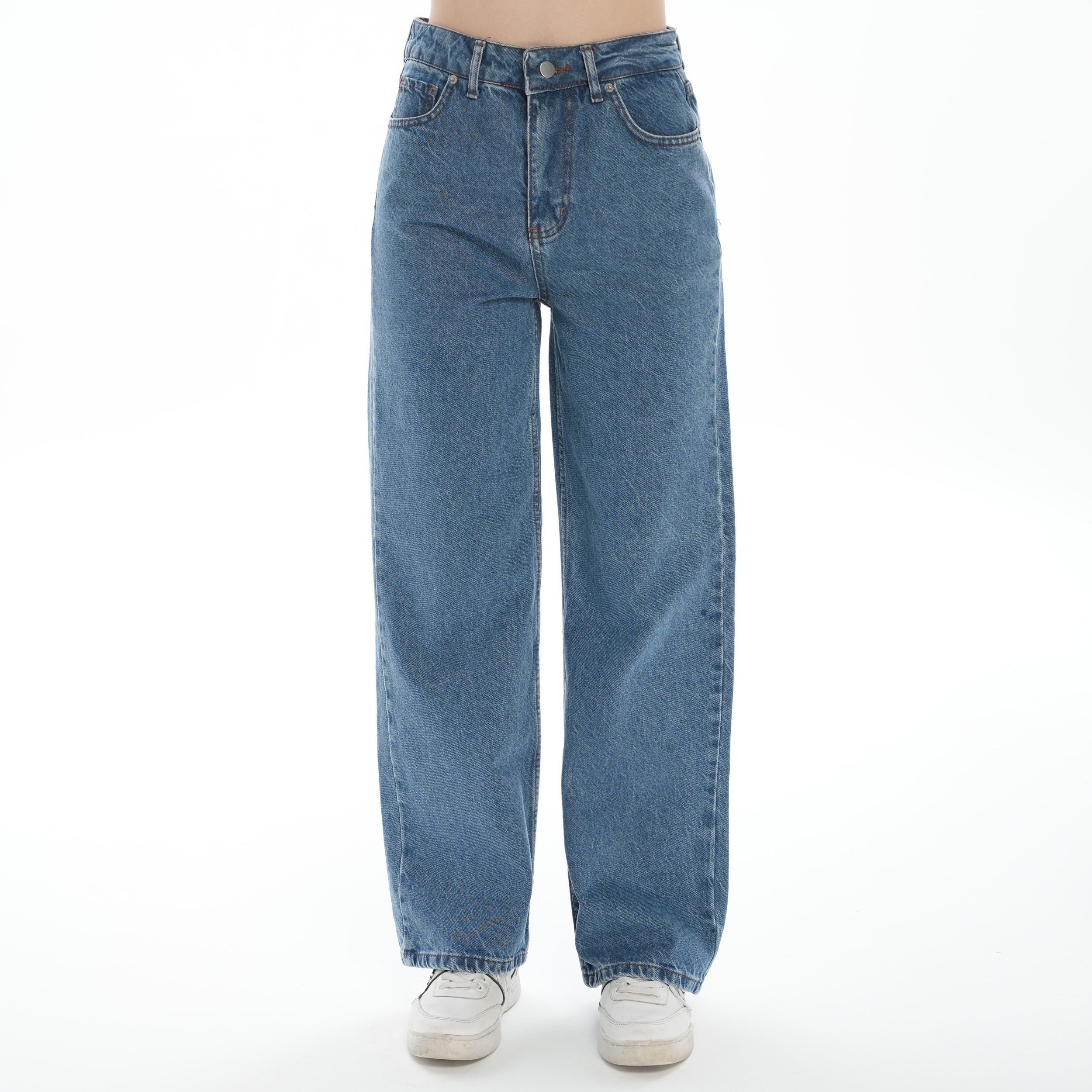 Christian 90's Orta Mavi Palazzo Salaş Paça Süper Yüksek Bel Jean Pantolon