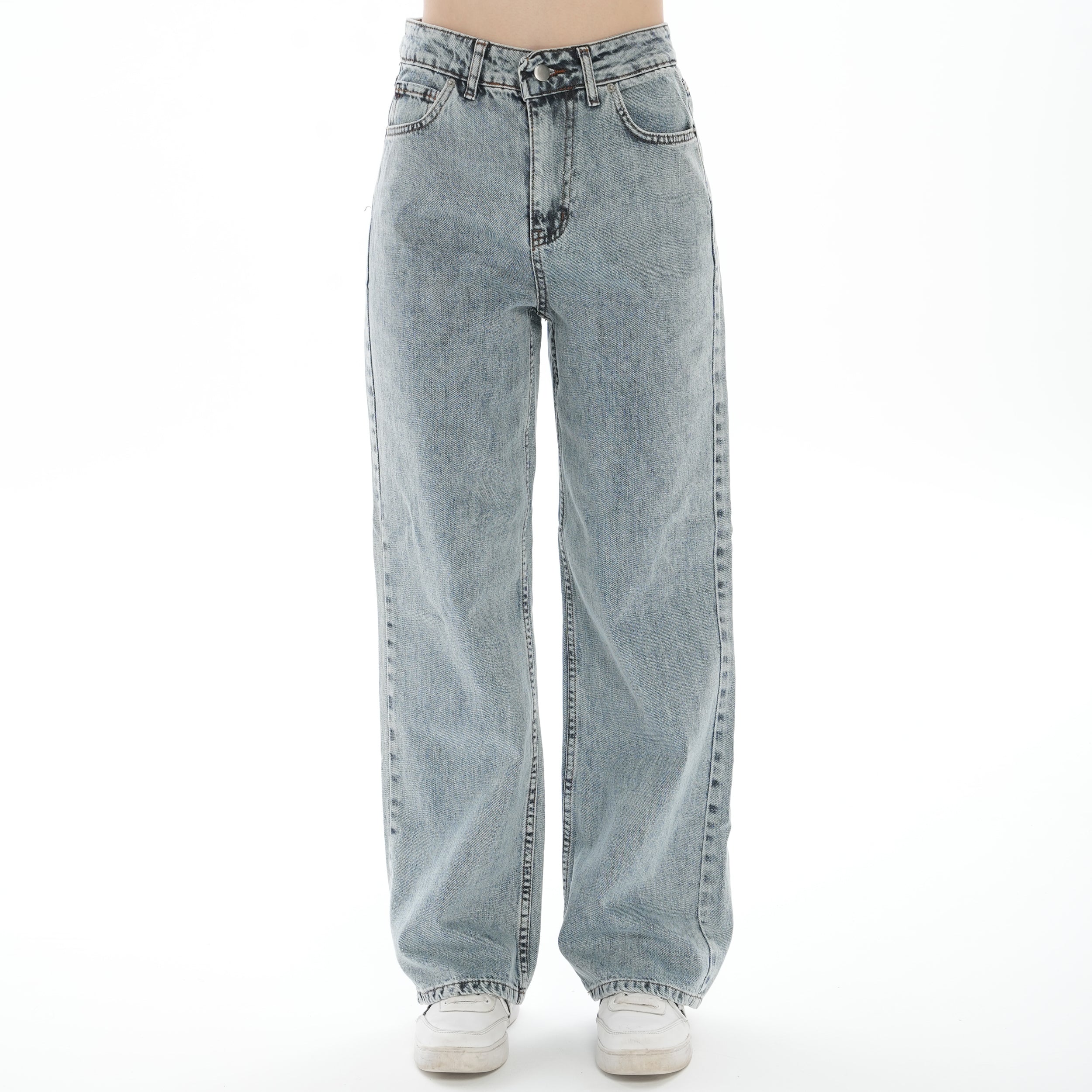 Julia 90's Kar Yıkama Mavi Süper Yüksek Bel Salaş Jeans Palazzo Pantolon