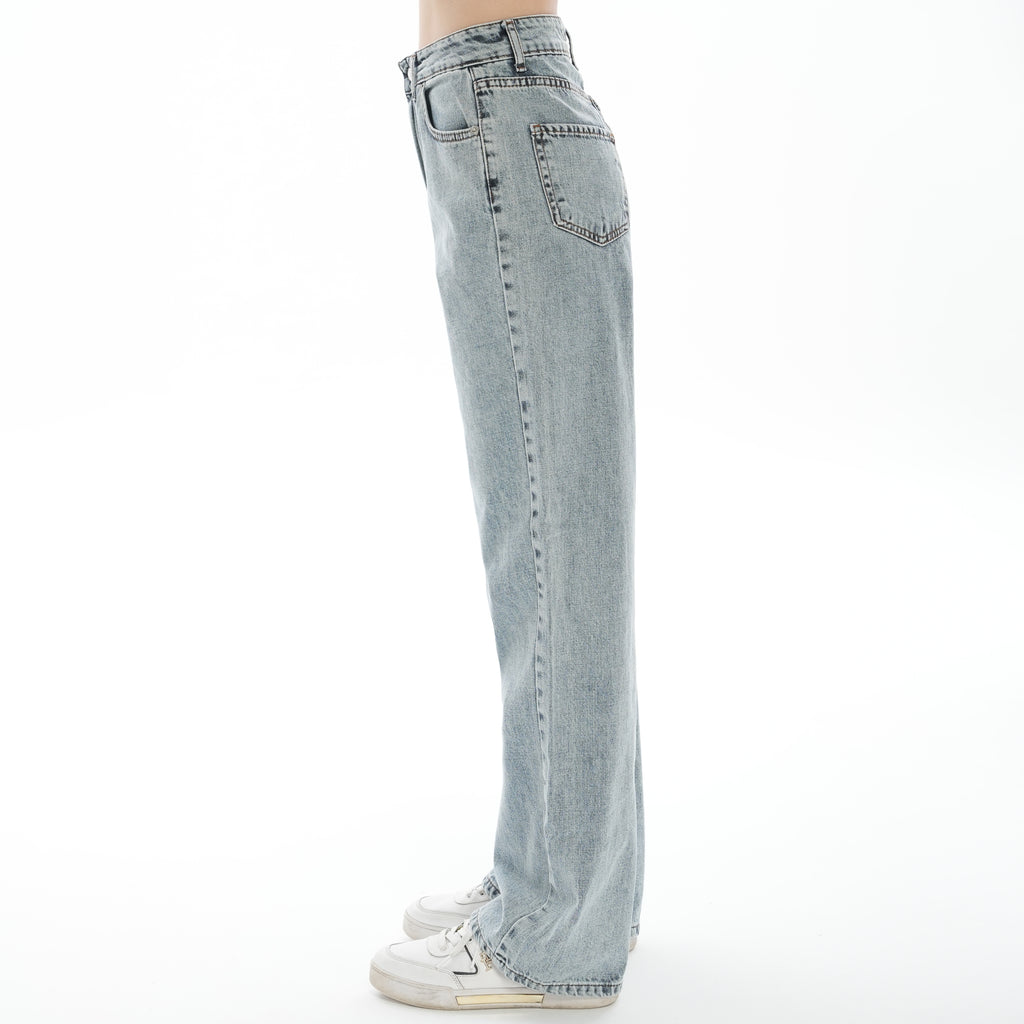 Julia 90's Kar Yıkama Mavi Süper Yüksek Bel Salaş Jeans Palazzo Pantolon