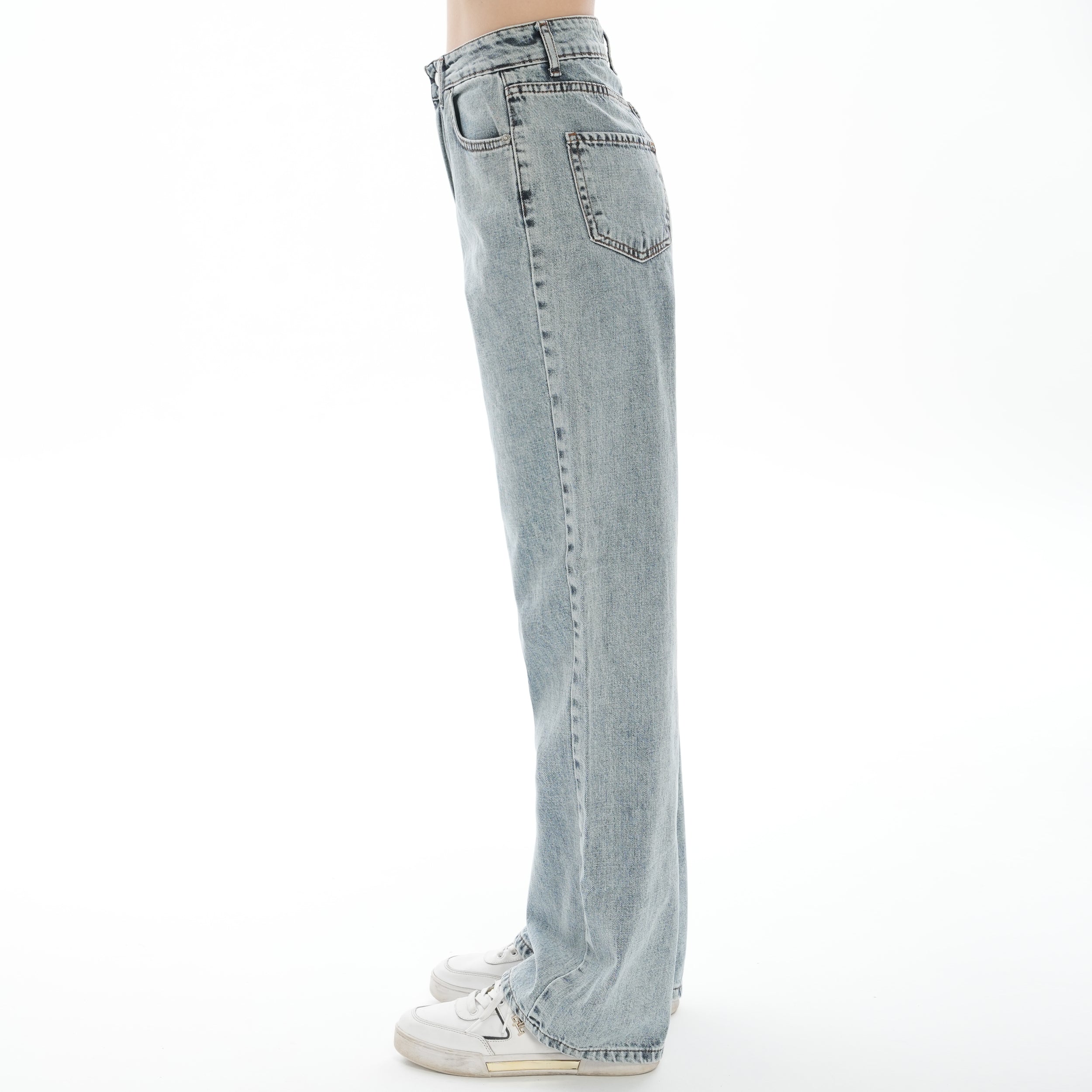 Julia 90's Kar Yıkama Mavi Süper Yüksek Bel Salaş Jeans Palazzo Pantolon