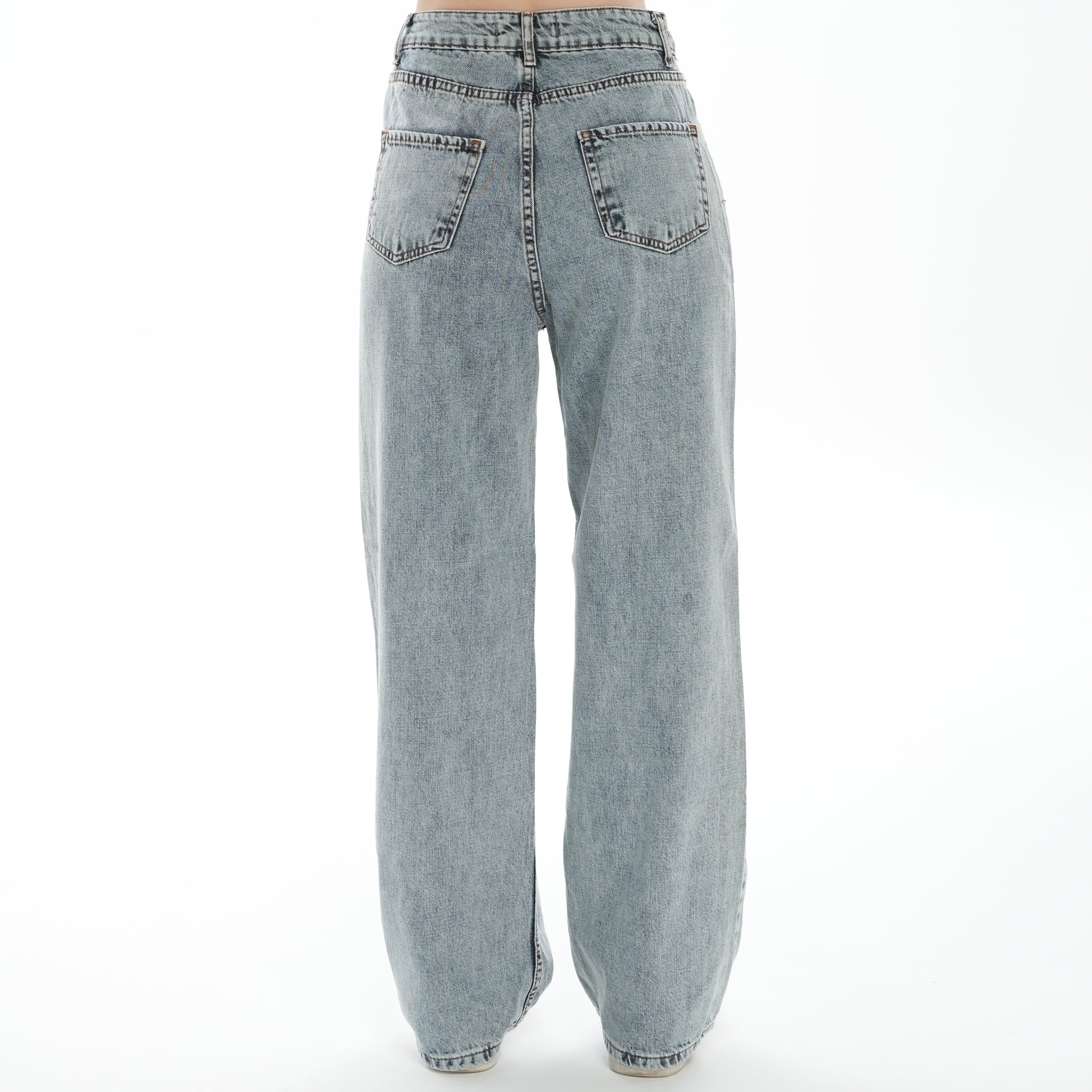 Julia 90's Kar Yıkama Mavi Süper Yüksek Bel Salaş Jeans Palazzo Pantolon