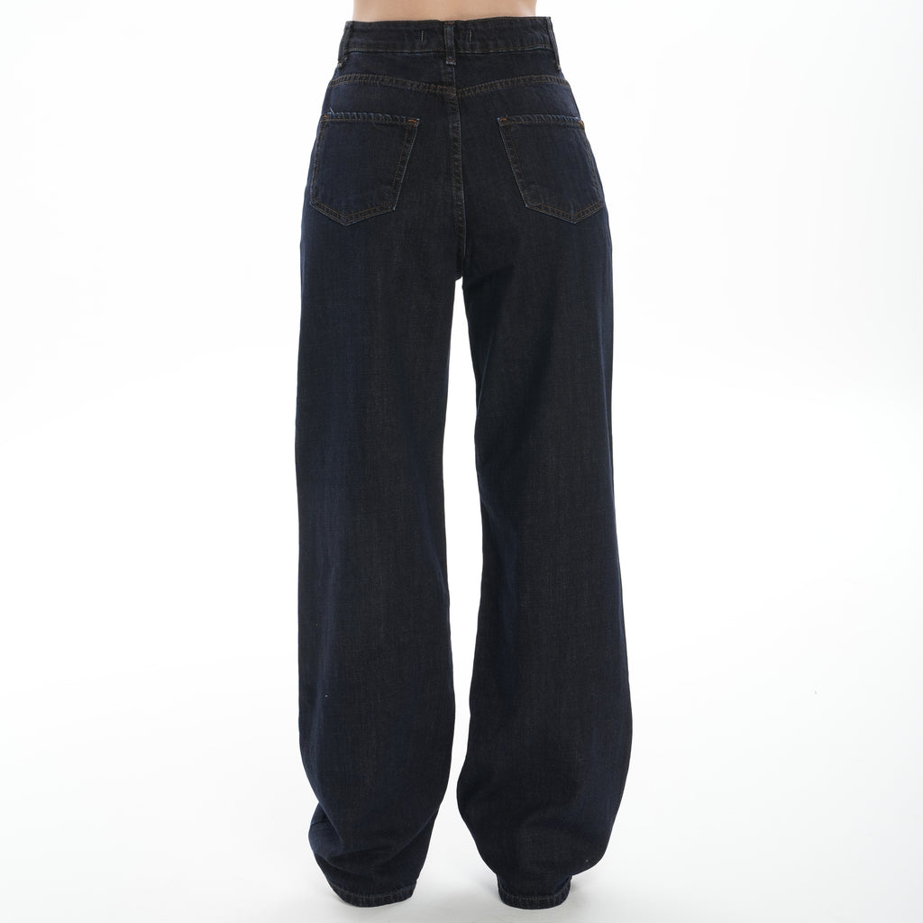 Camelia Gold Ikon 90's Koyu Mavi Lacivert Süper Extra Yüksek Bel Palazzo Salaş Jean Pantolon