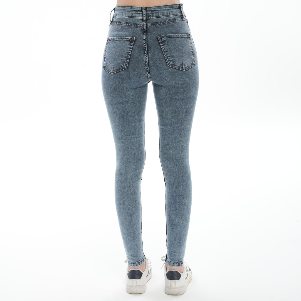 Kadın Yüksek Bel Kar Yıkama Açık Mavi Skinny Jeans Pantolon