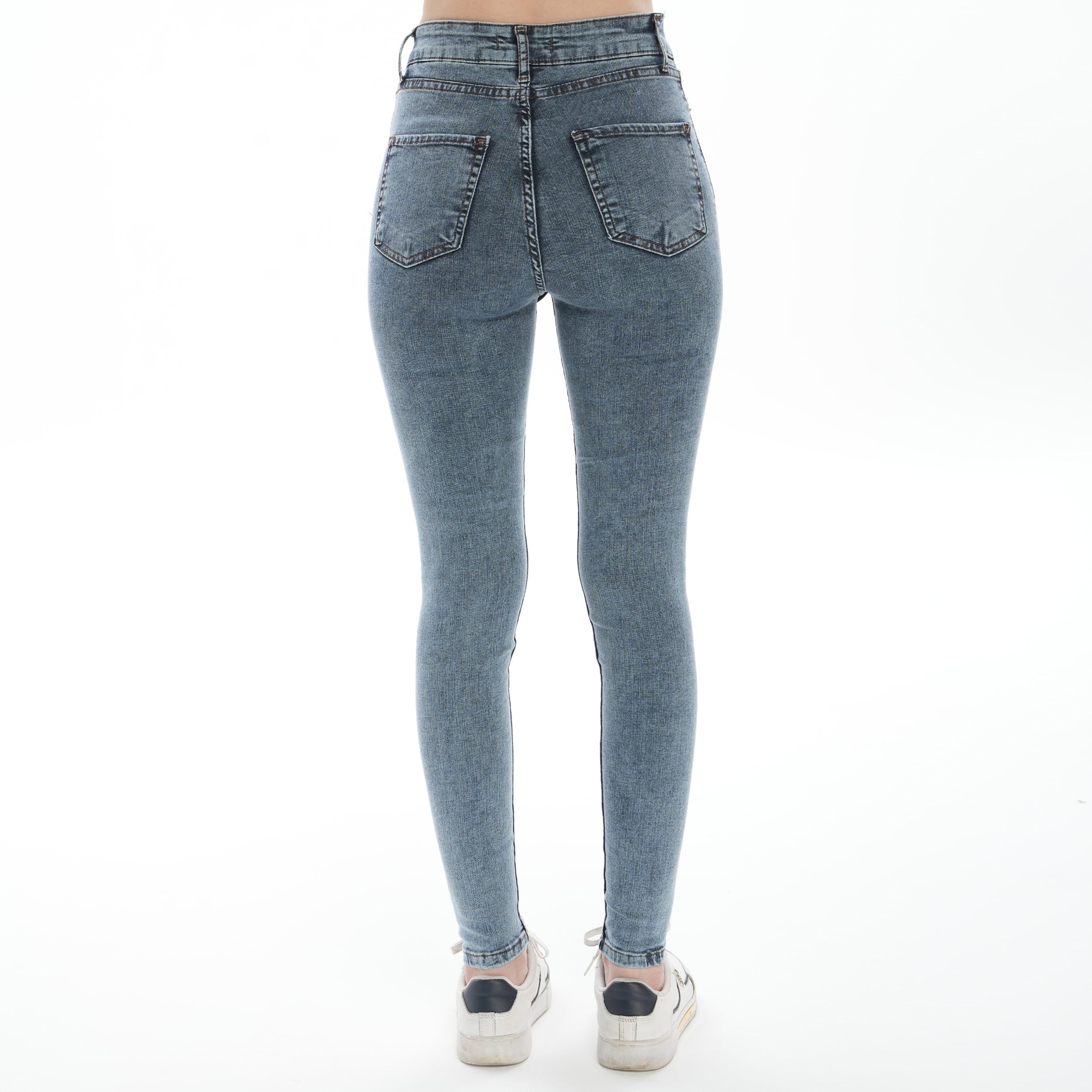 Kadın Yüksek Bel Kar Yıkama Açık Mavi Skinny Jeans Pantolon