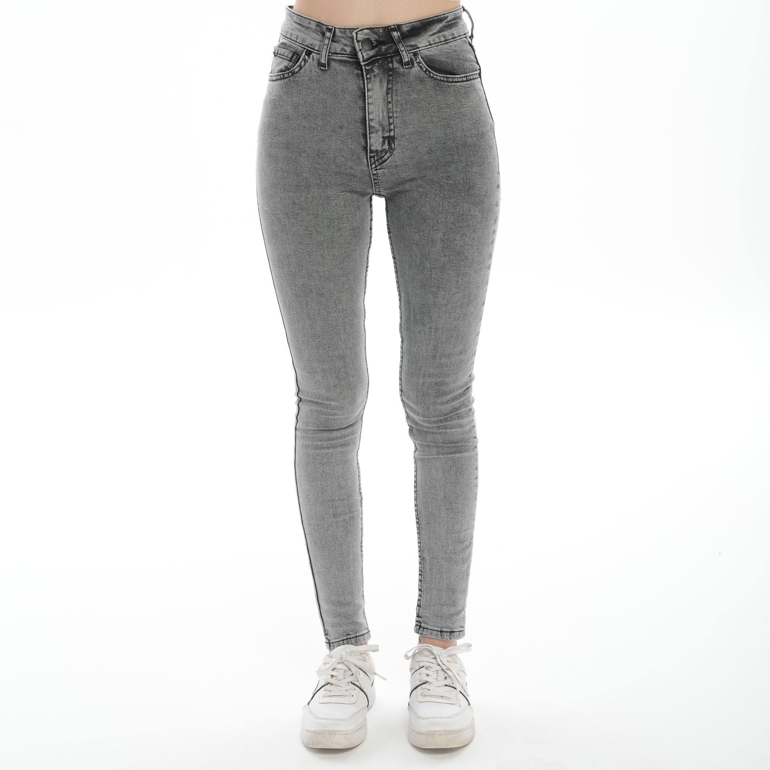 Kadın Açık Mavi Yüksek Bel Dar Paça Skinny Likralı Kot Pantalon