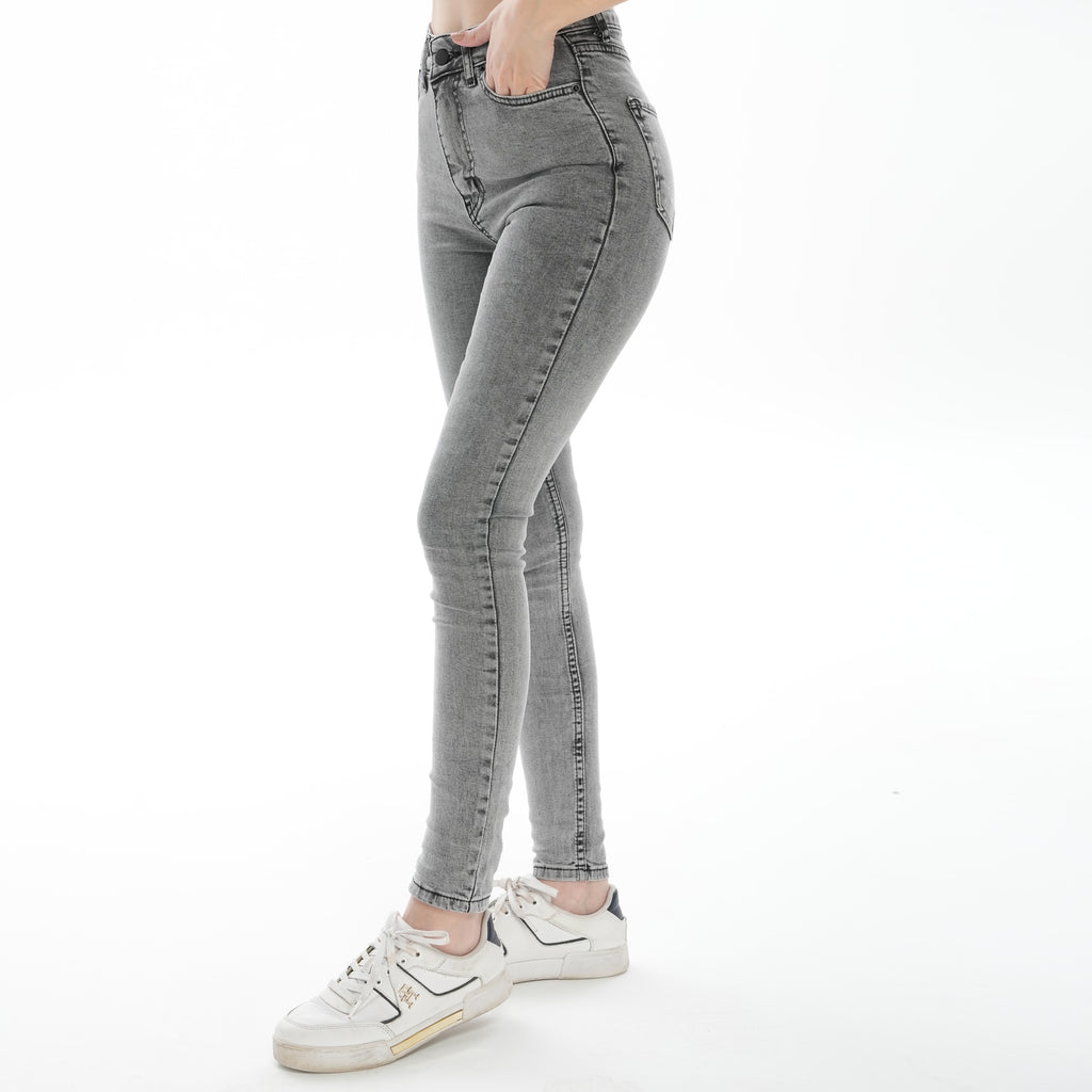 Kadın Açık Mavi Yüksek Bel Dar Paça Skinny Likralı Kot Pantalon