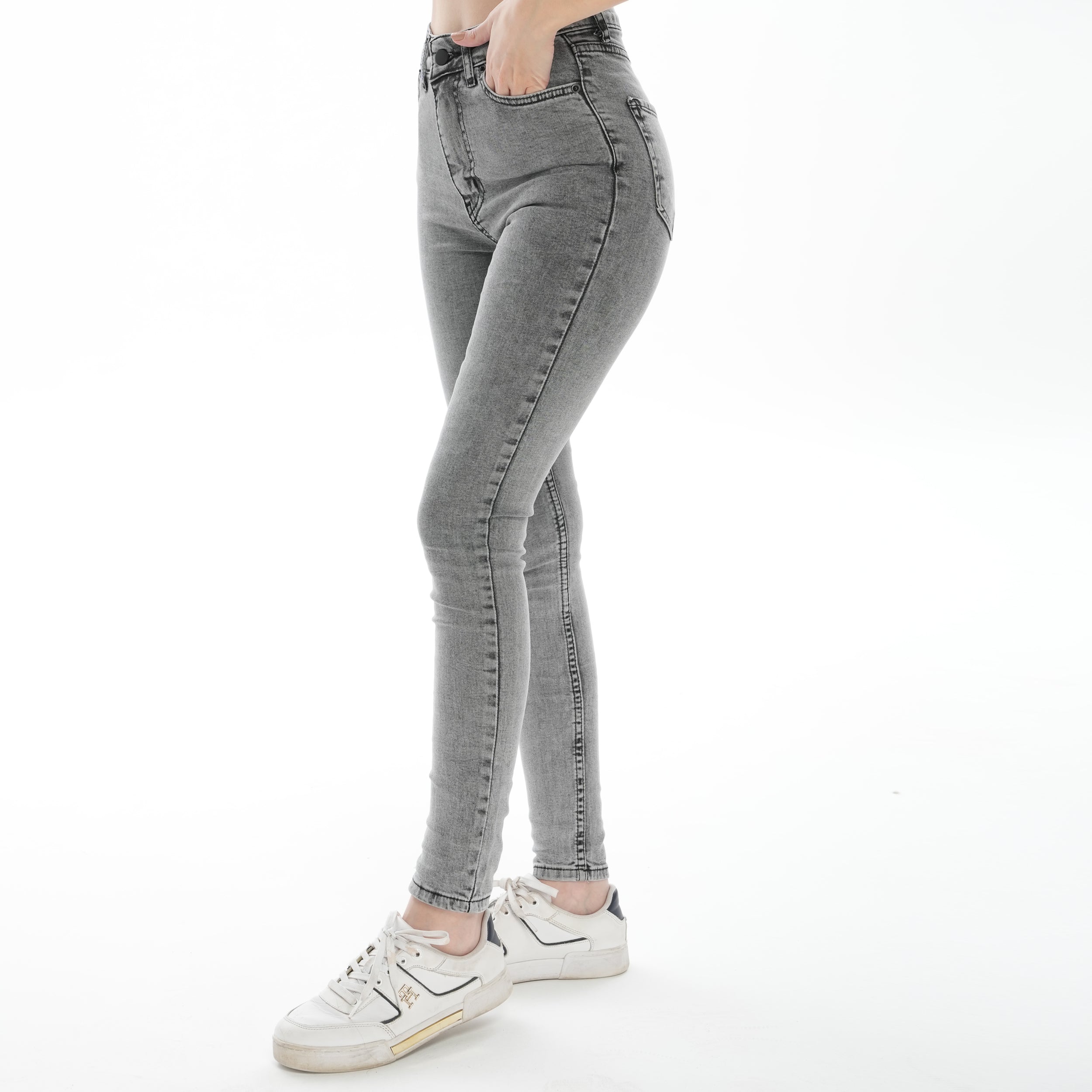 Kadın Açık Mavi Yüksek Bel Dar Paça Skinny Likralı Kot Pantalon