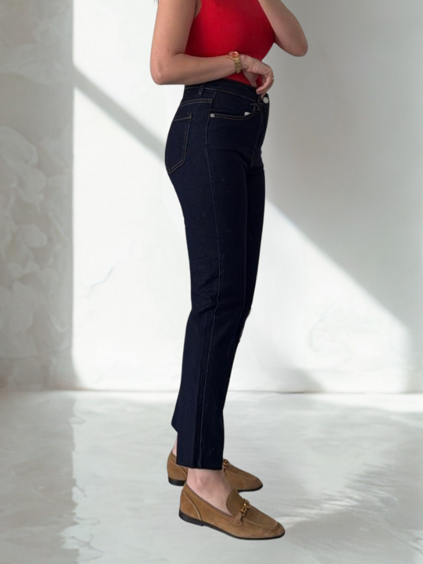 Kadın Koyu Mavi Ultra Yüksek Bel Straight Jean