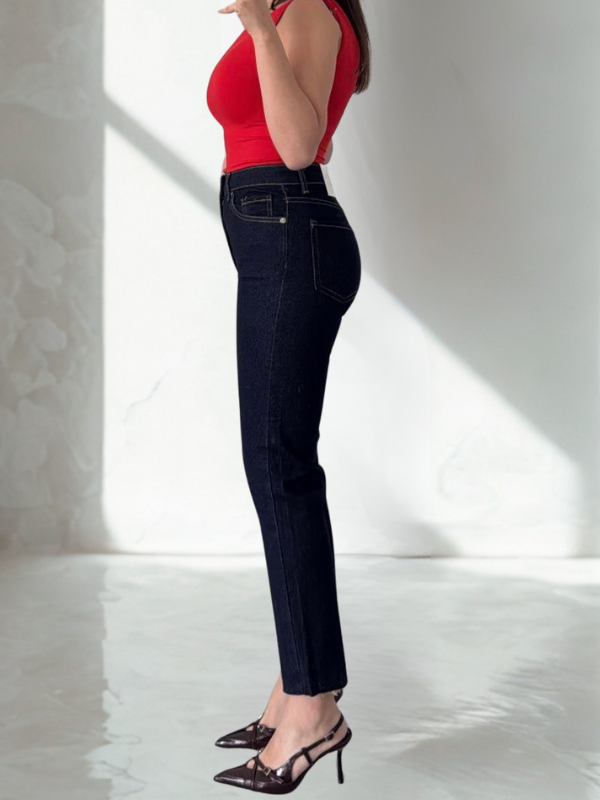 Kadın Koyu Mavi Ultra Yüksek Bel Straight Jean