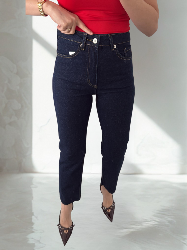 Kadın Koyu Mavi Ultra Yüksek Bel Straight Jean