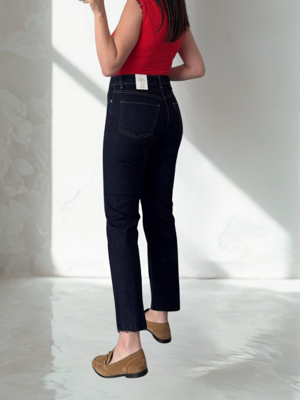 Kadın Koyu Mavi Ultra Yüksek Bel Straight Jean