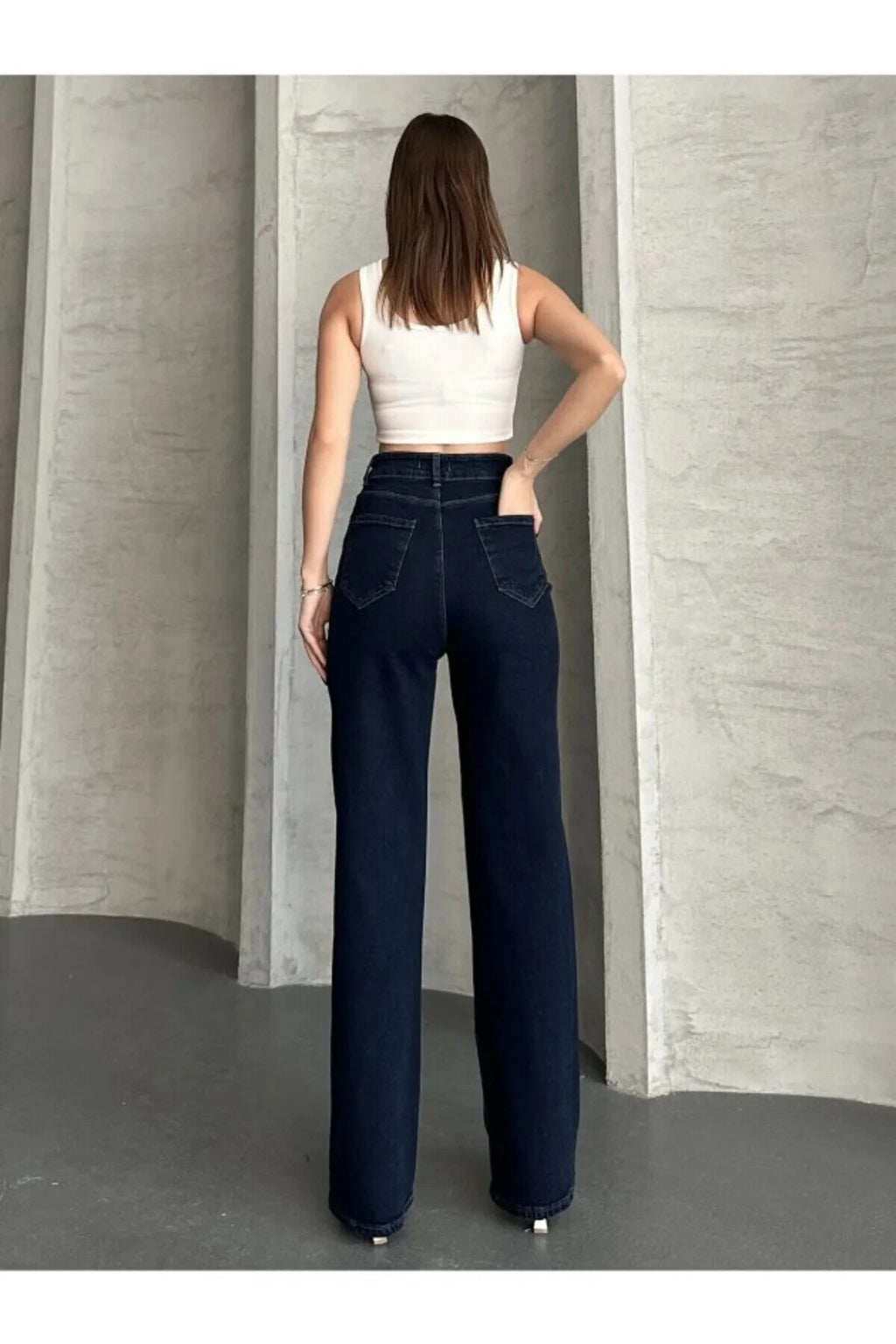 Camelia Gold Ikon 90's Koyu Mavi Lacivert Süper Extra Yüksek Bel Palazzo Salaş Jean Pantolon